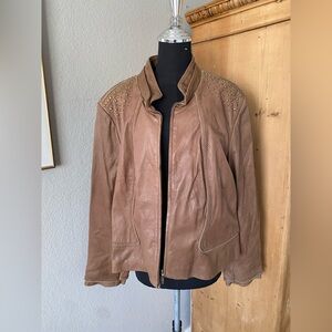 Pamela McCoy Cappuccino Leather Jacket